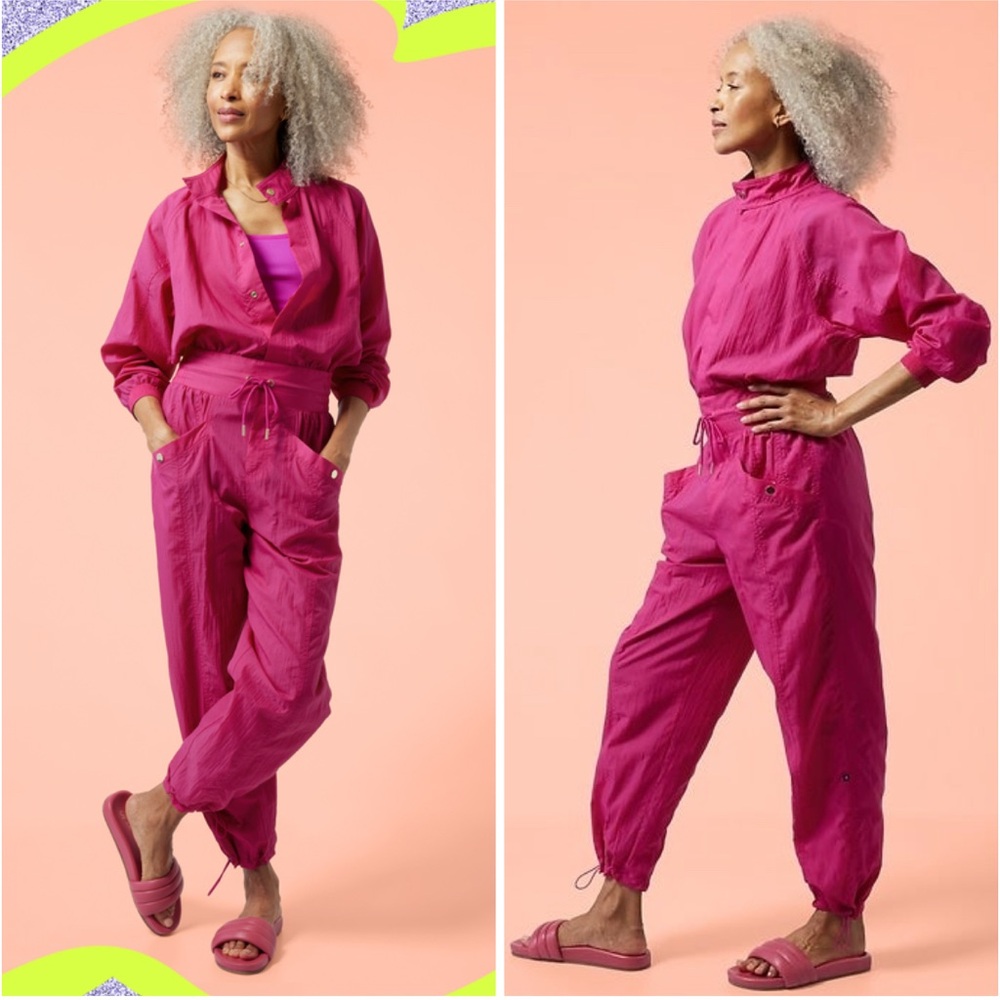 KEYS Athleta x Alicia Keys Neon Utility Cut Out Back Long Sleeve Jumpsuit
